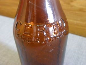 Vintage Embossed Brown Glass Certo Bottle Canning Pectin