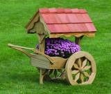 Amish Handmade Garden Cart Planter Wood Cedar Roof