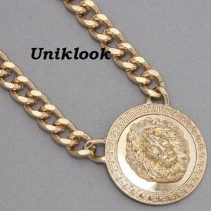    CHUNKY Gold Lion Medallion Chain DESIGN Fashion Jewelry necklace