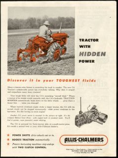 1953 Print Ad Allis Chalmers Tractor with Hidden Power