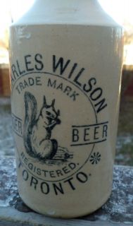 Charles Wilson Toronto Squirrel Eating Nut Logo Stoneware Ginger Beer 