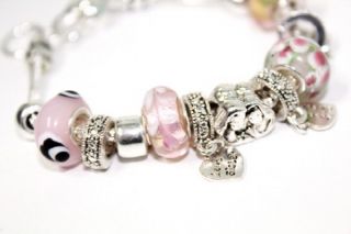 European Vintage Chamilia Charms Beads Heart Silver Bracelet 