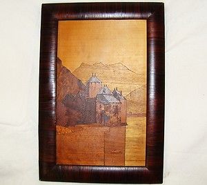 Charles Spindler Marquetry Wood Inlay Picture CA 1900
