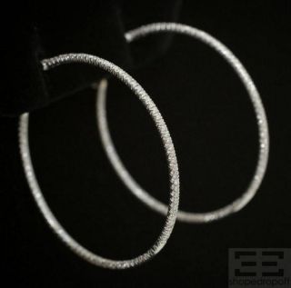 Cathy Waterman Platinum Micropave Diamond .76ct Hoop Earrings