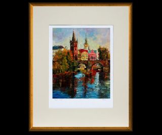   Art Giclee Print Prague City Autumn Charles Bridge River