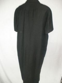 Charles Keath 100% Linen Black Polo Style Dress 12 Collar Pocket Short 