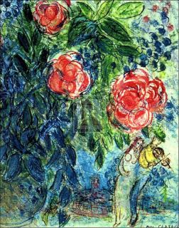 Marc Chagall Flowers and Lovers Floral Romance Print