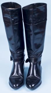 Vintage Charles David Leather Black Riding Boots 5 B