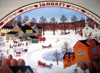 Charles Wysocki Days to Remember January Fox Run Calendar Plate BX COA 
