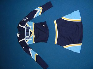 Cheerleading Uniform Full Top and Skirt Blue and Gold