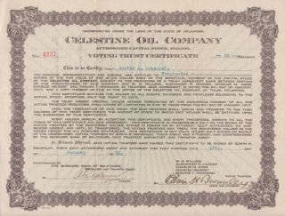 1920 Oklahoma Celestine Oil Company Voting Trust