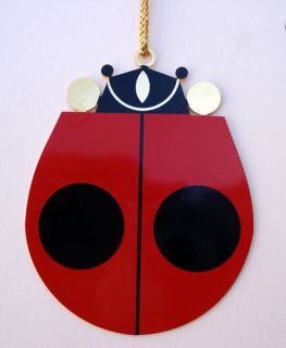Charlie Charley Harper Ladybug Brass Holiday Ornament Adornment