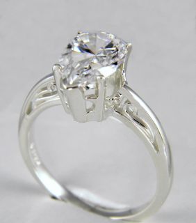 00 Ct Scroll Design Pear Cut Solitaire Engagement Ring Solid 14k 