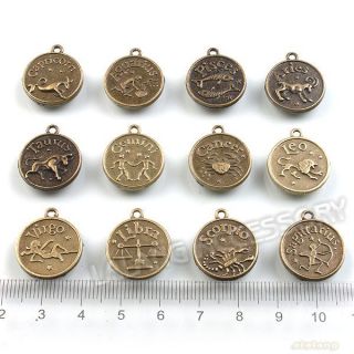   Assorted The Signs of The Zodiac Charms Pendant 20mm 141280