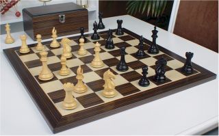 staunton chess set in eboninzed boxwood with macassar chess board 