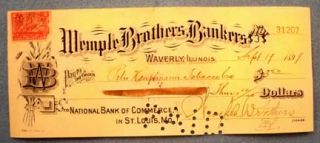 Large Lot 120 Wemple Brothers Bankers Checks Waverly IL 1899