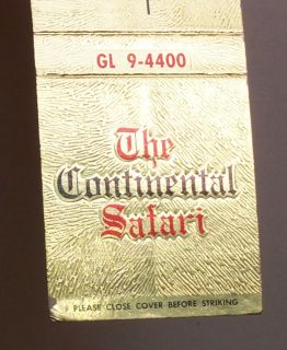 1950s Matchbook The Continental Safari Chadds Ford PA