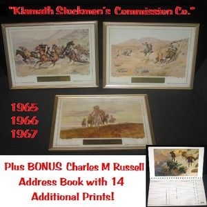 Vtg60s Charles M Russell Cowboy Indian Western Horses Framed Print 