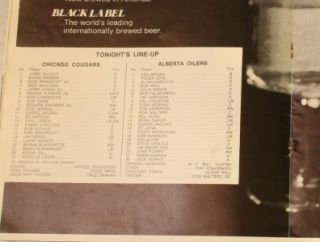 1972 73 Chicago Cougars Alberta Oilers Program Paiement Fleming Gill