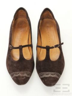 Chie Mihara Brown Suede Embroidered Novia Heels Size 40