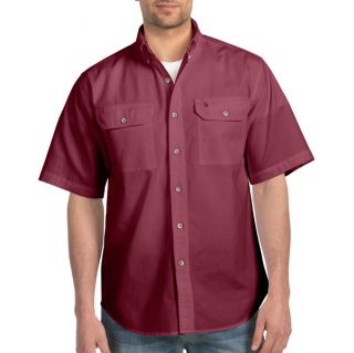 Carhartt Short Sleeve Chambray Solid Work Shirt Dark Red S200 DRC 