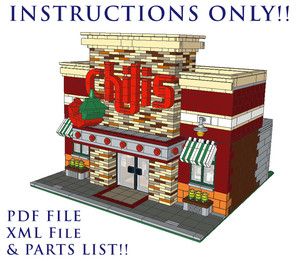 Lego Custom Modular Building Chilis Restaurant INSTRUCTIONS ONLY 10182 