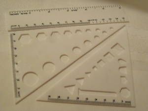 Set 3 Angle 6 Ruler Draftsman Quilt Sew Math Quilt Hex Tools White 