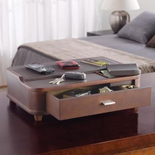 Deluxe Large Charging Valet 4 USB Devices Wood Finish
