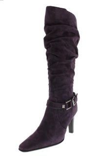 White Mountain New Cheeky Purple Nubuck Suede Mid Calf Boots Heels 