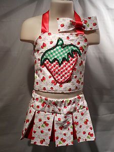 New Country Cute Cheerleader Skirt Strawberry Summer Pageant OOC Wow 