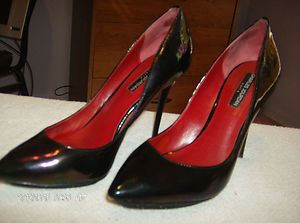 Charles Jourdan ELTON BLACK (size8m)Patent Leather Heel Pump Stilettos 