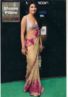 Fancy Indian Priyanka Chopra Designer Work Sarees Bollywood Color 