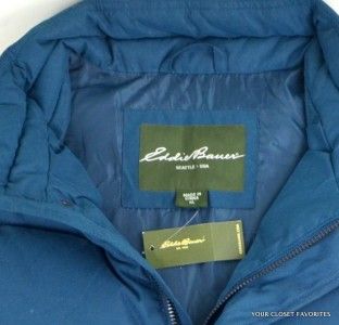 New Eddie Bauer Mens Essential Down Vest Jacket Size L Large Blue 