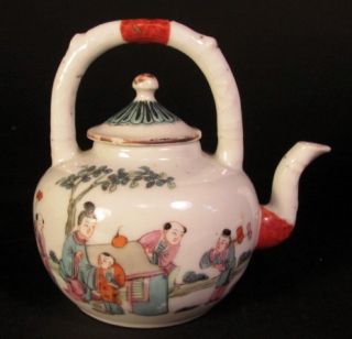 Antique Chinese Export 19th Century Miniature Teapot Kettle Rose 