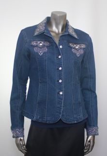 Christine Alexander New Blue Womens Denim Jacket Size Medium Coat $ 