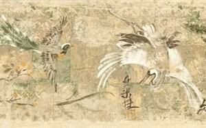 Birds in Flight Crane Oriental Asian Wallpaper Border