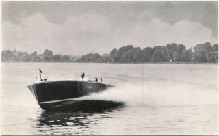 Chris Craft Speed Boat at Chippewa Lake, Ohio, c1950s. Post card is 