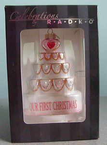 Christopher Radko Our First Christmas Wedding Cake Ornament