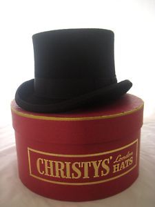 Christys Black Wool Felt Top Hat with Box L XL 57 59 61