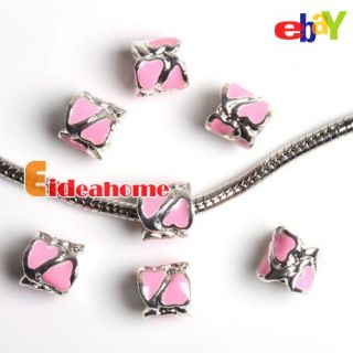   Heart Enamel Charms Spacer Beads Fit Charms Bracelet Fashion