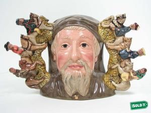 RARE L E GEOFFERY CHAUCER D7029 2 HANDLED ROYAL DOULTON CHARACTER TOBY 