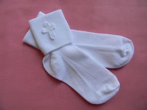   White Christening Baptism Socks with Cross for Boys or Girls