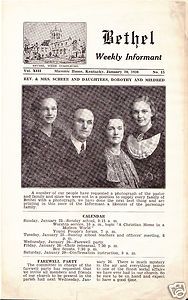 Bethel Church Louisville 1938 Weekly Informant bulletin, lots of names 
