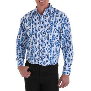 Wrangler Mens Blue Aztec Checotah Shirt L Ltd Ed NWT