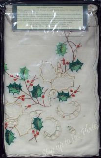 Lenox China Holiday 4 Christmas Napkins Embroidered Cutwork NIP High 