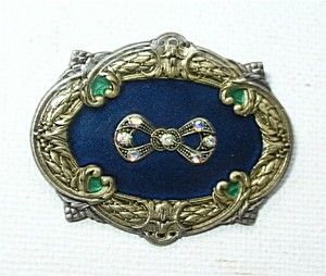 Stunning Vintage Popesco Enamel Rhinestone Pin Brooch