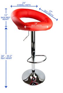 Barstools Swivel Seat Red PU Leather Modern Adjustable Hydraulic Bar 