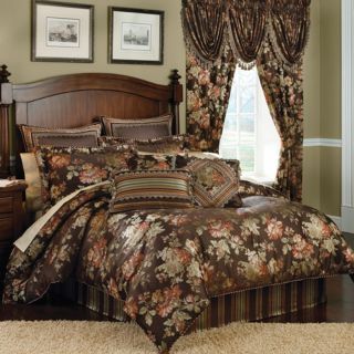 Jacqueline Croscill Chocolate Brown Floral 4pc Comforter Set Queen or