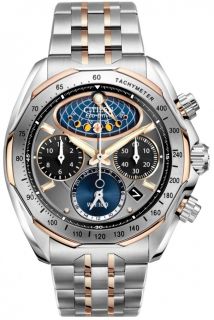 Citizen Signature Eco Drive Flyback Moonphase Mens Watch AV3006 50H