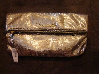 Victorias Secret Gold Glitter Clutch Purse Make Up Bag